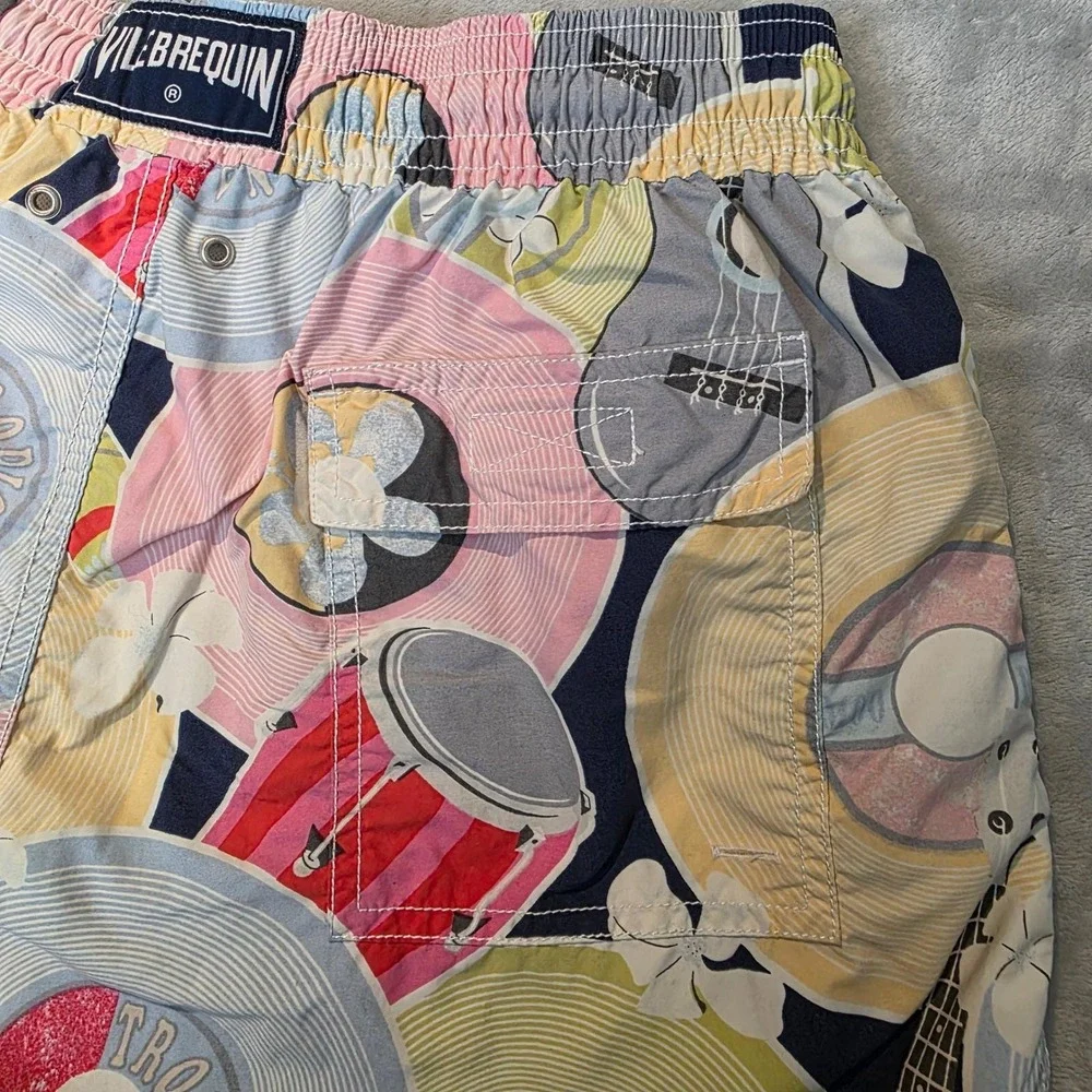 Vilebrequin‎ Men's Swim Trunks Shorts XL Music Record Guitar Print